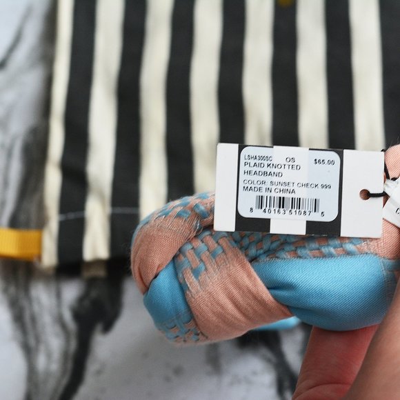 BNWT Lele Sadoughi Plaid Knotted Headband in Sunset Check - Picture 4 of 7